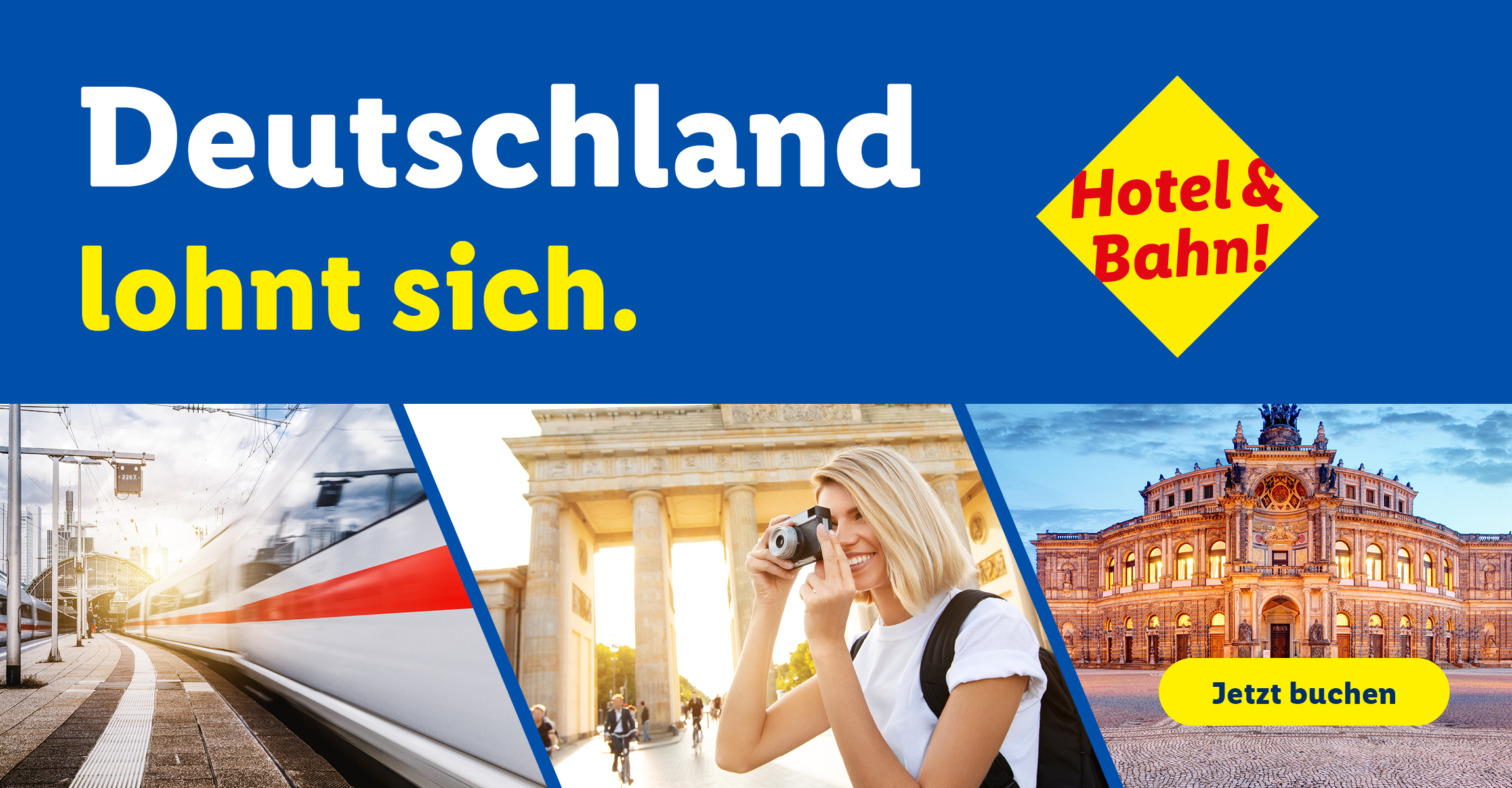 Hotel und Bahn Kombi-Angebot: Beim Klick wird man auf die Kombi-Angebote von Lidl Reisen & Experiences weitergeleitet.