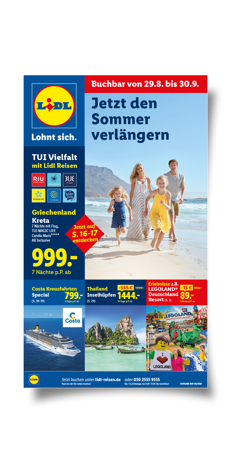Titelseite des Lidl Reisen Hauptflyers für August 2026.