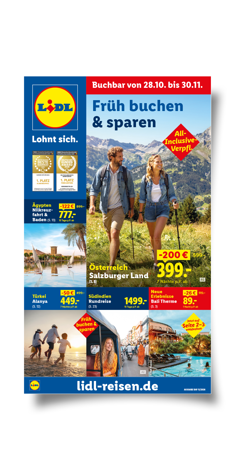 Titelseite des Lidl Reisen Hauptflyers für November 2026.