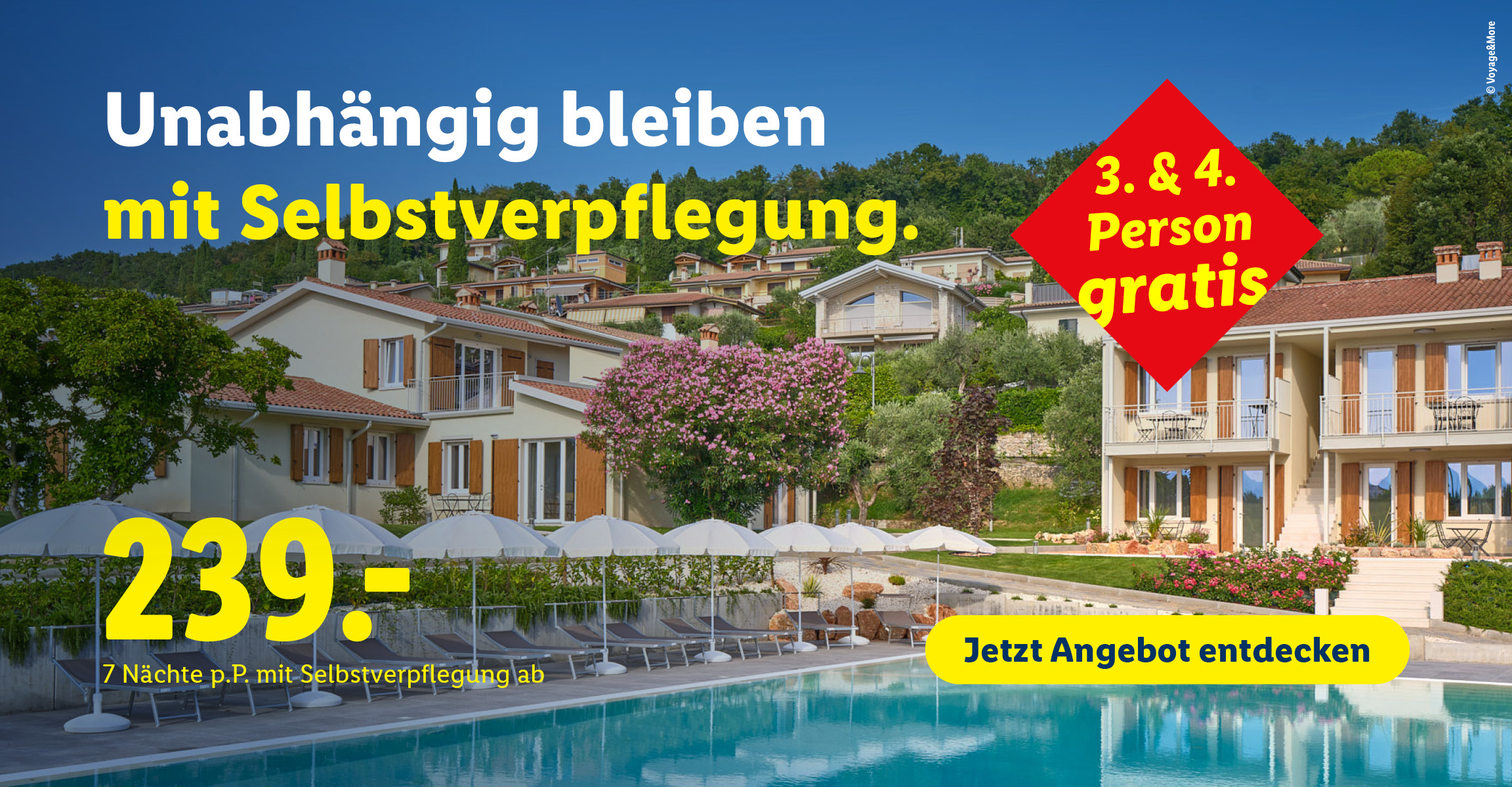 Lidl Reisen Gardasee-Angebot: 7 Nächte ab 239 € p.P. . Beim Klick wird man auf die Angebotsseite weitergeleitet.