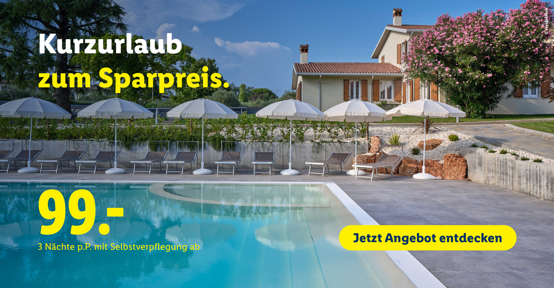 Lidl Reisen Gardasee-Angebot: 3 Nächte ab 99 € p.P. . Beim Klick wird man auf die Angebotsseite weitergeleitet.