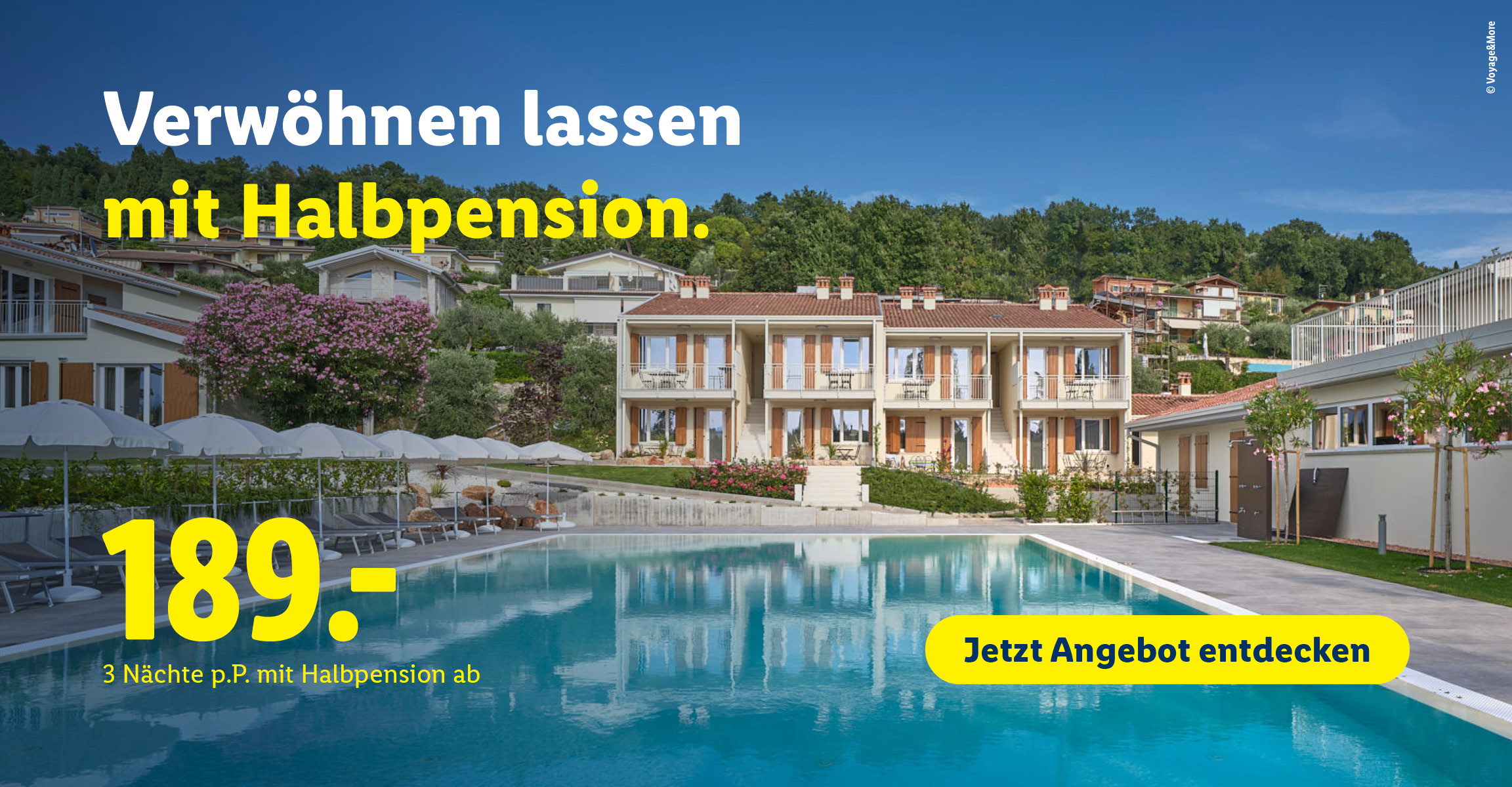 Lidl Reisen Gardasee-Angebot: 3 Nächte inkl. Halbpension ab 189 € p.P. . Beim Klick wird man auf die Angebotsseite weitergeleitet.