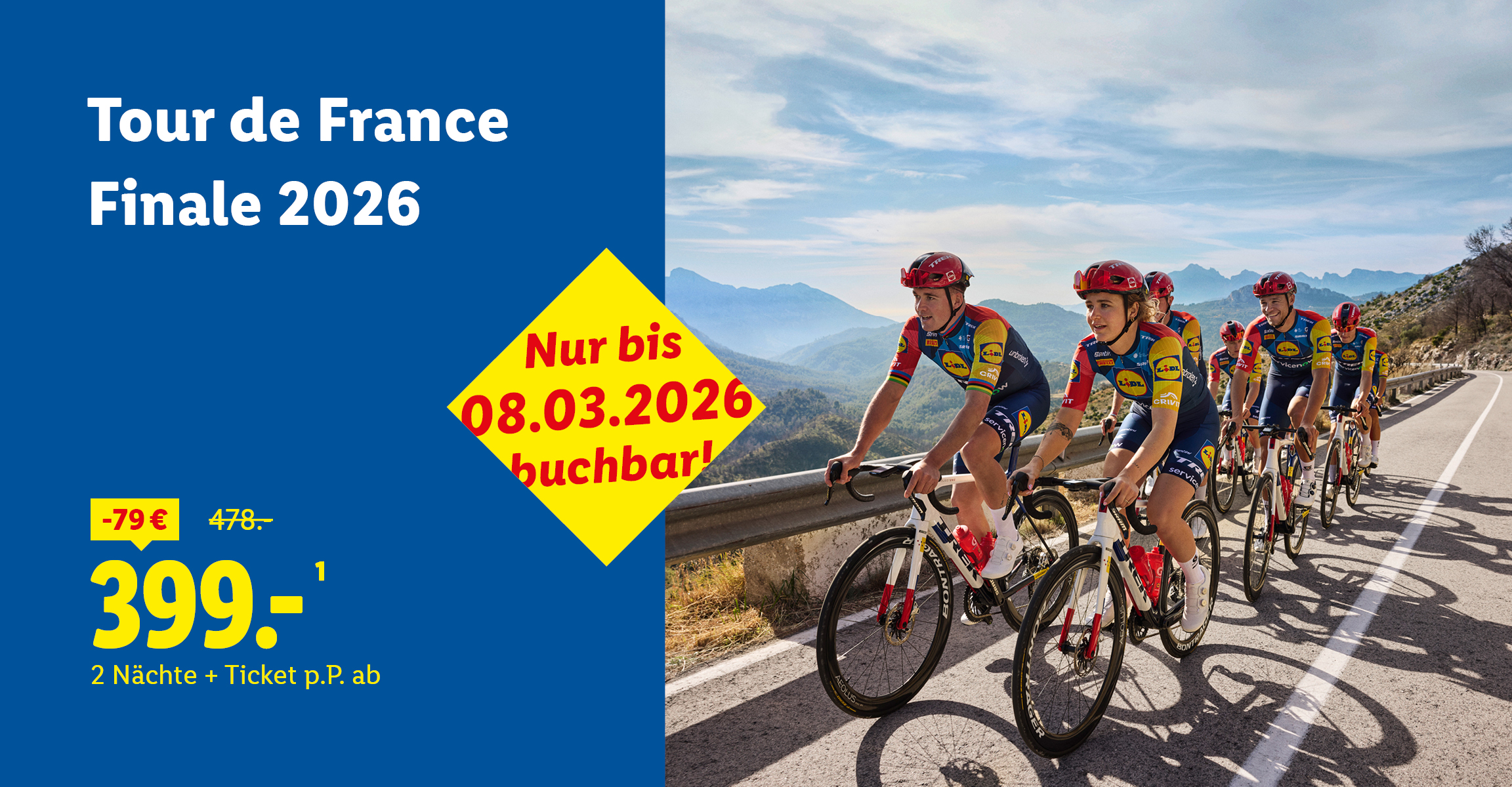 Tour de France Finale 2026 Reise-Angebot: 2 Nächte im Premium Hotel inkl. Tickets für die Grand Palais Tribüne ab 399€ pro Person.