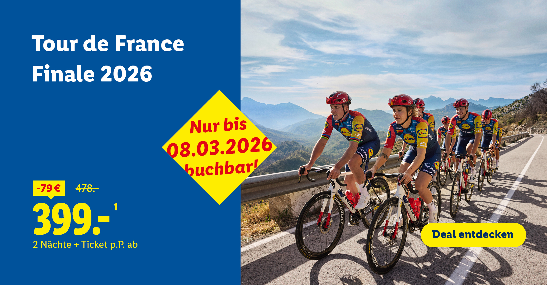 Tour de France Finale 2026 Reise-Angebot: 2 Nächte im Premium Hotel inkl. Tickets für die Grand Palais Tribüne ab 399€ pro Person.